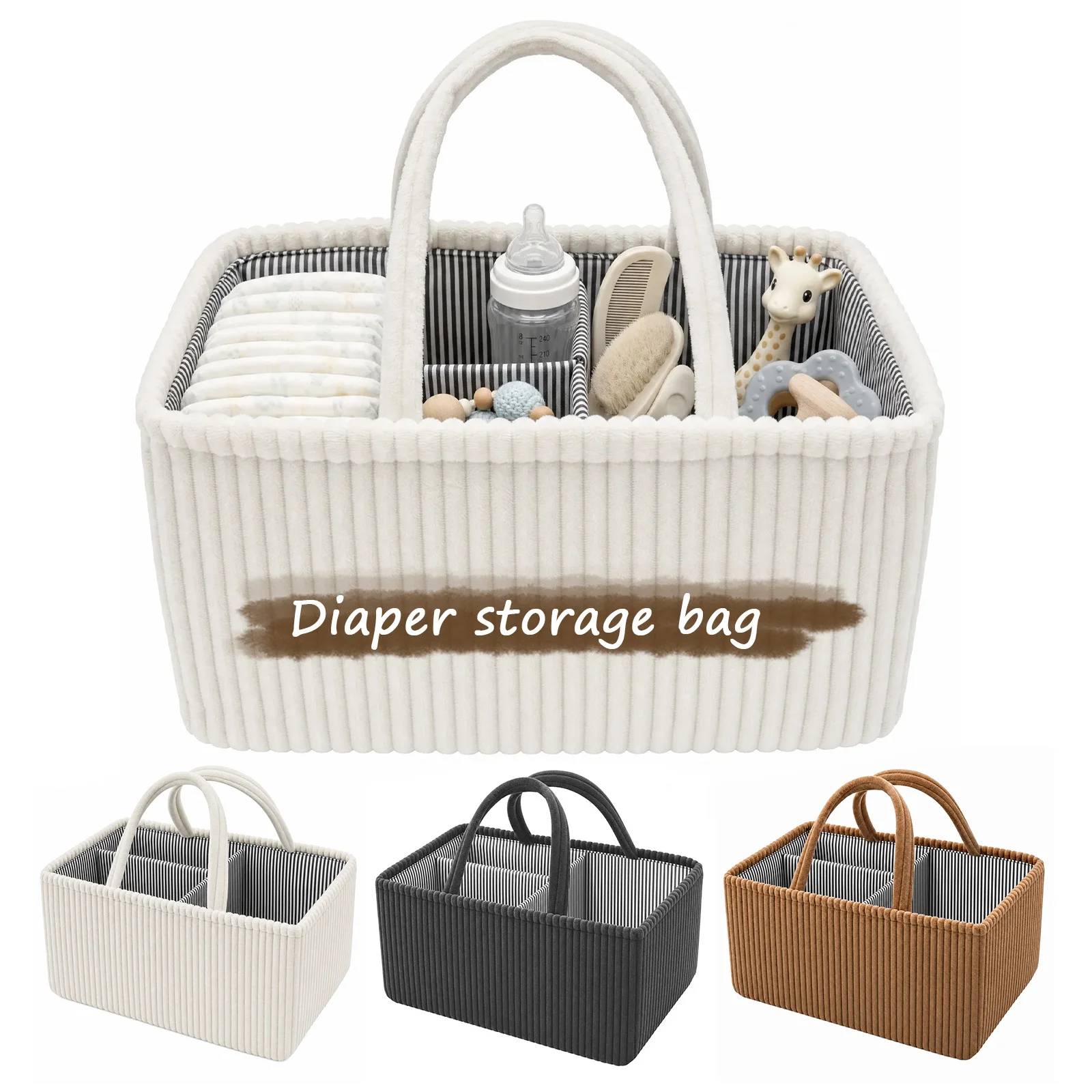 Baby Products Basket - Baby Diaper Caddy Organizer Foldable Diaper