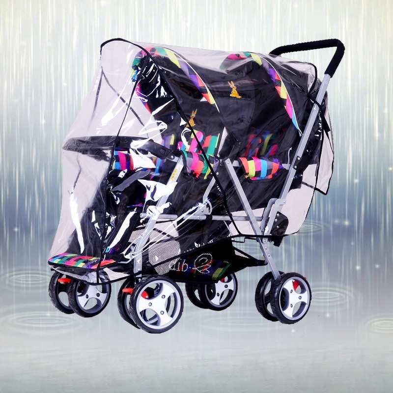 Double Seat Twin Stroller Rain - огляд і ціна Stroller Rain Cover