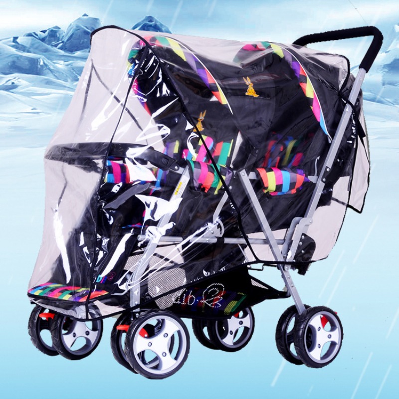 Double Seat Twin Stroller Rain - огляд і ціна Stroller Rain Cover